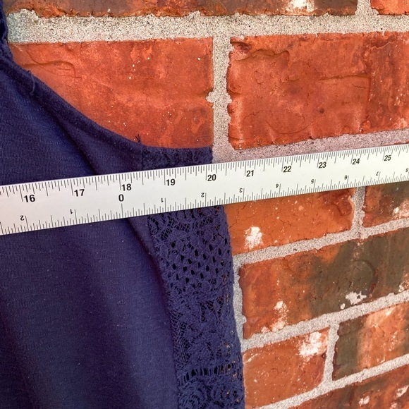Torrid 1 Womens Blue Crochet Trim Split Back Tank Top - Picture 8 of 10